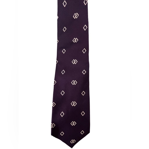 New RALPH LAUREN PURPLE LABEL Men Purple/white 100% Silk  Tie Made In  Italy - Picture 4 of 6
